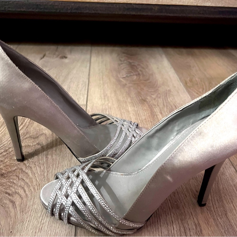 Ralph Lauren silver evening heels